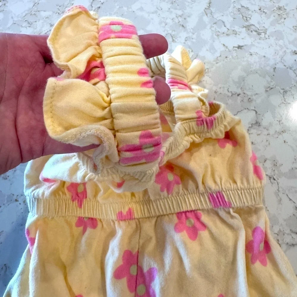 12-18m old navy Kids Romper - Pink Floral on Yellow